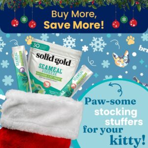 Solid Gold Lickable Cat Treats - Salmon SeaMeal Squeeze Squeezable Cat Treats for Indoor Cats 30 Pack - Made with Fiber-Rich Seaweed for Digestive Health for Immune Support - 3 oz / 30 Count