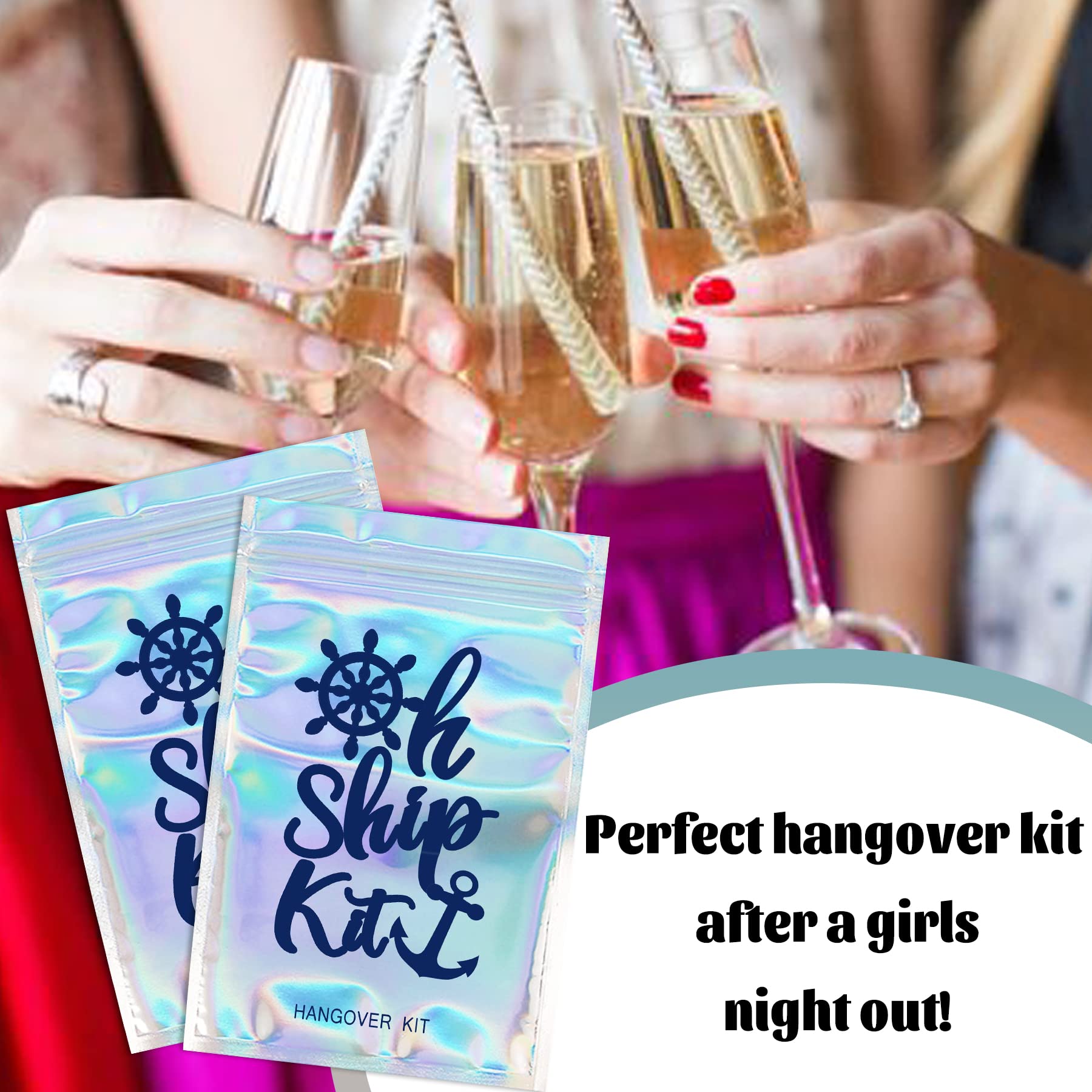 KARAQY Oh Ship Kit Hangover Kit Bags, Nautical Hangover Bags Recovery Kit Bags for Bachelorette Party Wedding Bridal Shower Engagement Party Favors Supplies Decorations