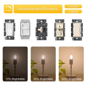 Antique Dimmable E26 LED Candelabra Bulbs 25W Equivalent, 2W CA10 Flame Tip LED Chandelier Candle Light Bulbs, Clear Glass, 3000K Soft White Pandent Lights Wall Sconces Lamp, 200LM, 6 Pack