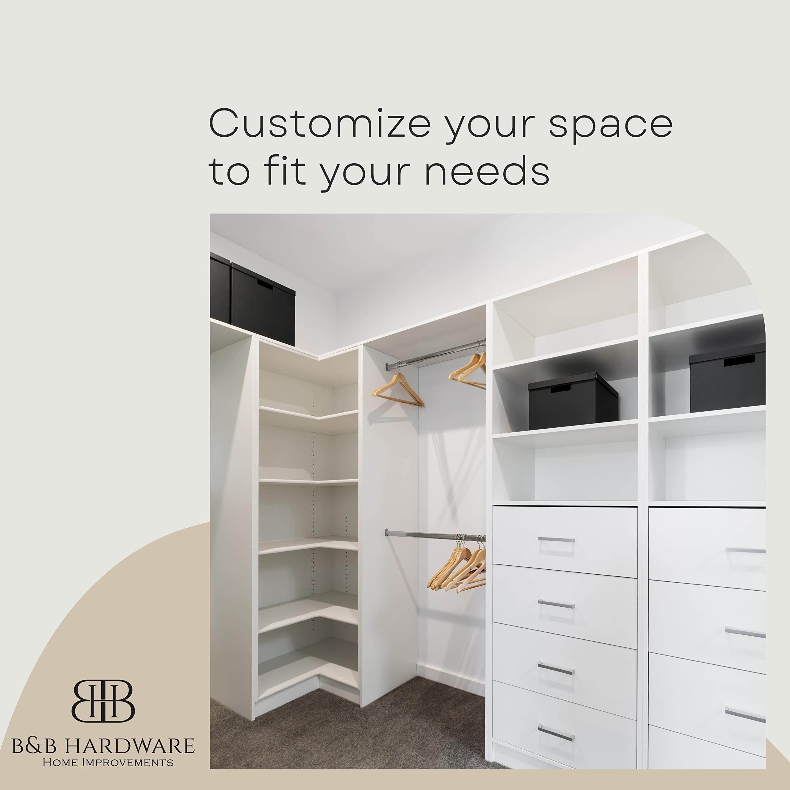 B&B HARDWARE Cabinet Shelves - Melamine 1/2'' Thick - Custom Organize Space with Stylish Cabinet Melamine Shelves - Perfect Solution for Home & Office - Cut to Size (12" Depth x 29 Inches Length)