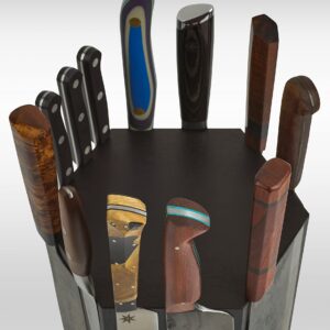 The 360KB ™ (Black) magnetic rotating knife block - handmade in Washington - shortest member of the 360 Knife Block ® family