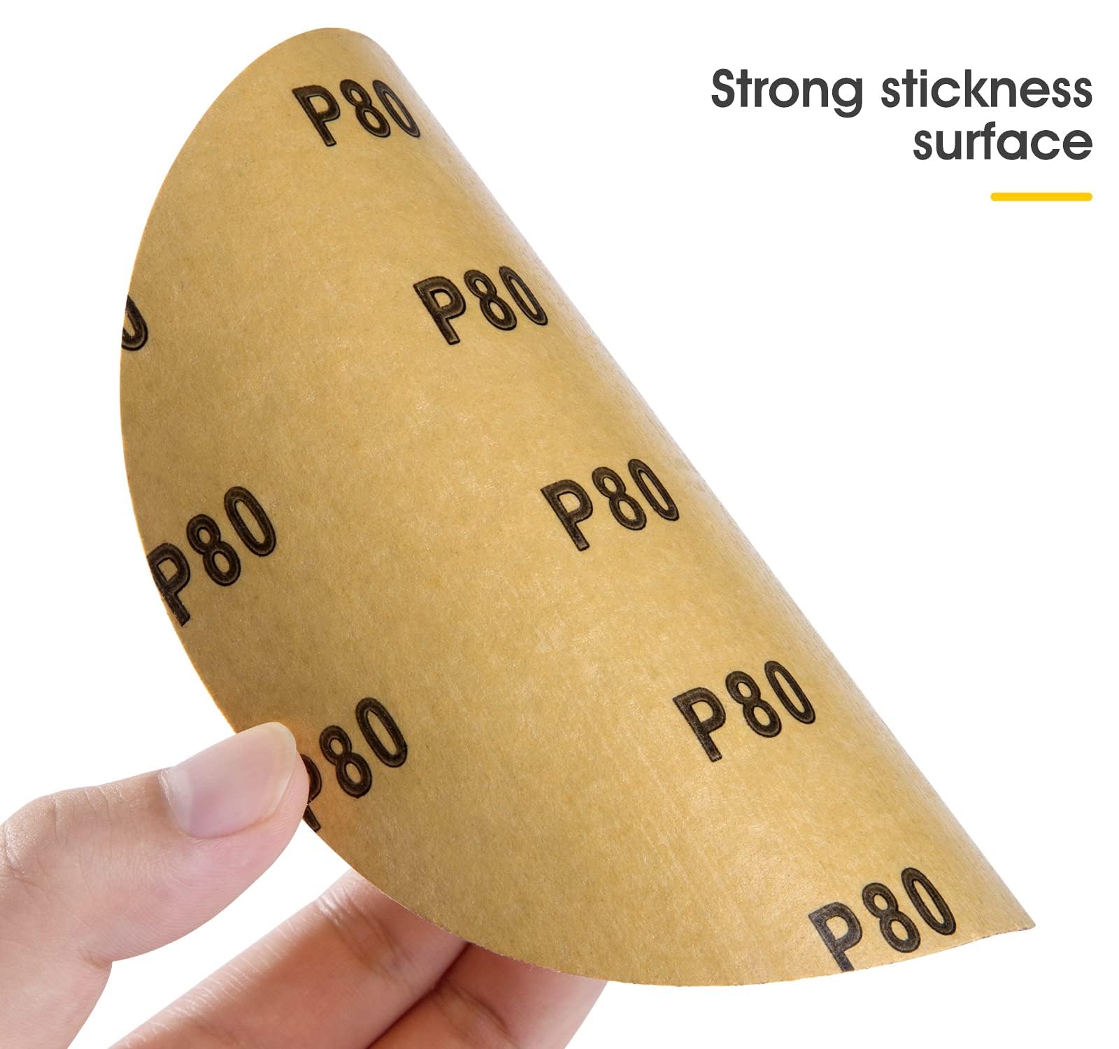 LuckyGuard 100 PCS 6 Inch Gold PSA Sanding Discs 80 Grit Self Adhesive Sticky-Back Sandpaper for DA Sander Finishing Various Materials-Wood Metal Plastics Woodworking Sanding Disc Roll