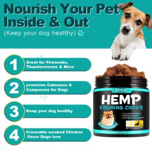 PLSHSBSE Hemp Calming Chews for Dogs, 110PCS Calming Treats for Dogs Anxiety Relief, Calming Aids for Dogs with Melatonin & Valerian Root, Calming Dog Chews for All Breeds & Sizes (Duck Flavor)