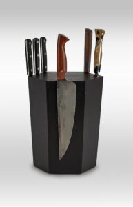 the 360kb ™ (black) magnetic rotating knife block - handmade in washington - shortest member of the 360 knife block ® family