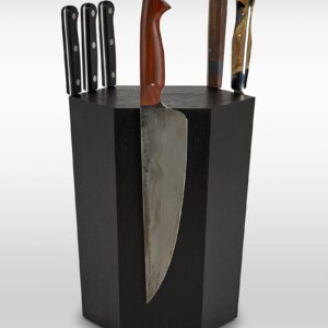 The 360KB ™ (Black) magnetic rotating knife block - handmade in Washington - shortest member of the 360 Knife Block ® family