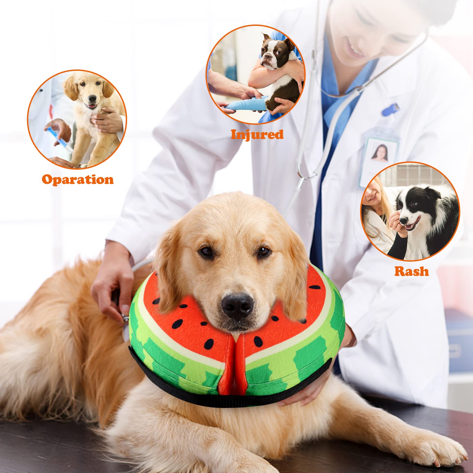 Dog Recovery Inflatable Collars Soft Donut Collar for Dogs and Cats After Surgery - Dog Protective Inflatable Neck Pillow - Does Not Block Vision E-Collar - Dog Cones Alternative (M, Red)