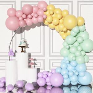 pastel balloon garland arch kit with 122pcs latex balloons in 5/10/12/18 different sizes, macaron perfect for birthday party, graduation,rainbow decoration and easter balloons (pastel balloons)