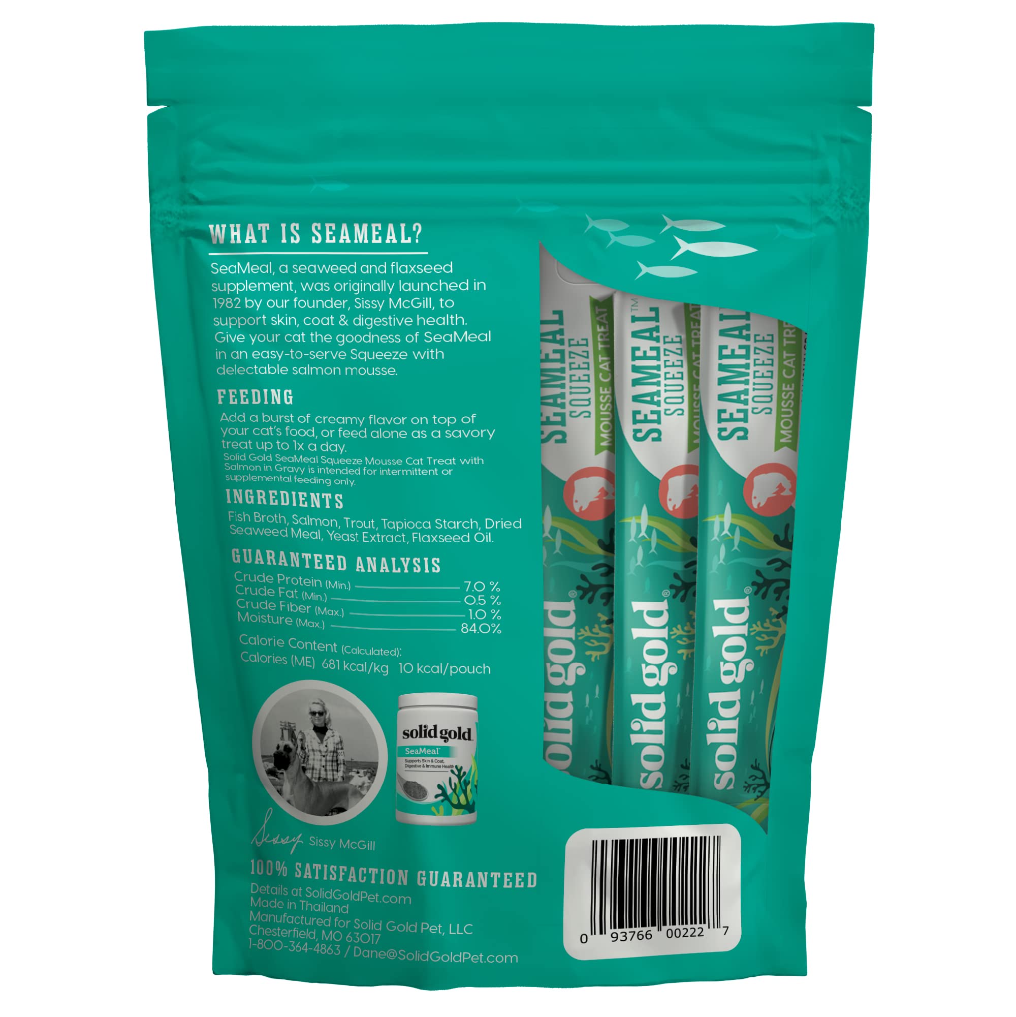 Solid Gold Lickable Cat Treats - Salmon SeaMeal Squeeze Squeezable Cat Treats for Indoor Cats 30 Pack - Made with Fiber-Rich Seaweed for Digestive Health for Immune Support - 3 oz / 30 Count