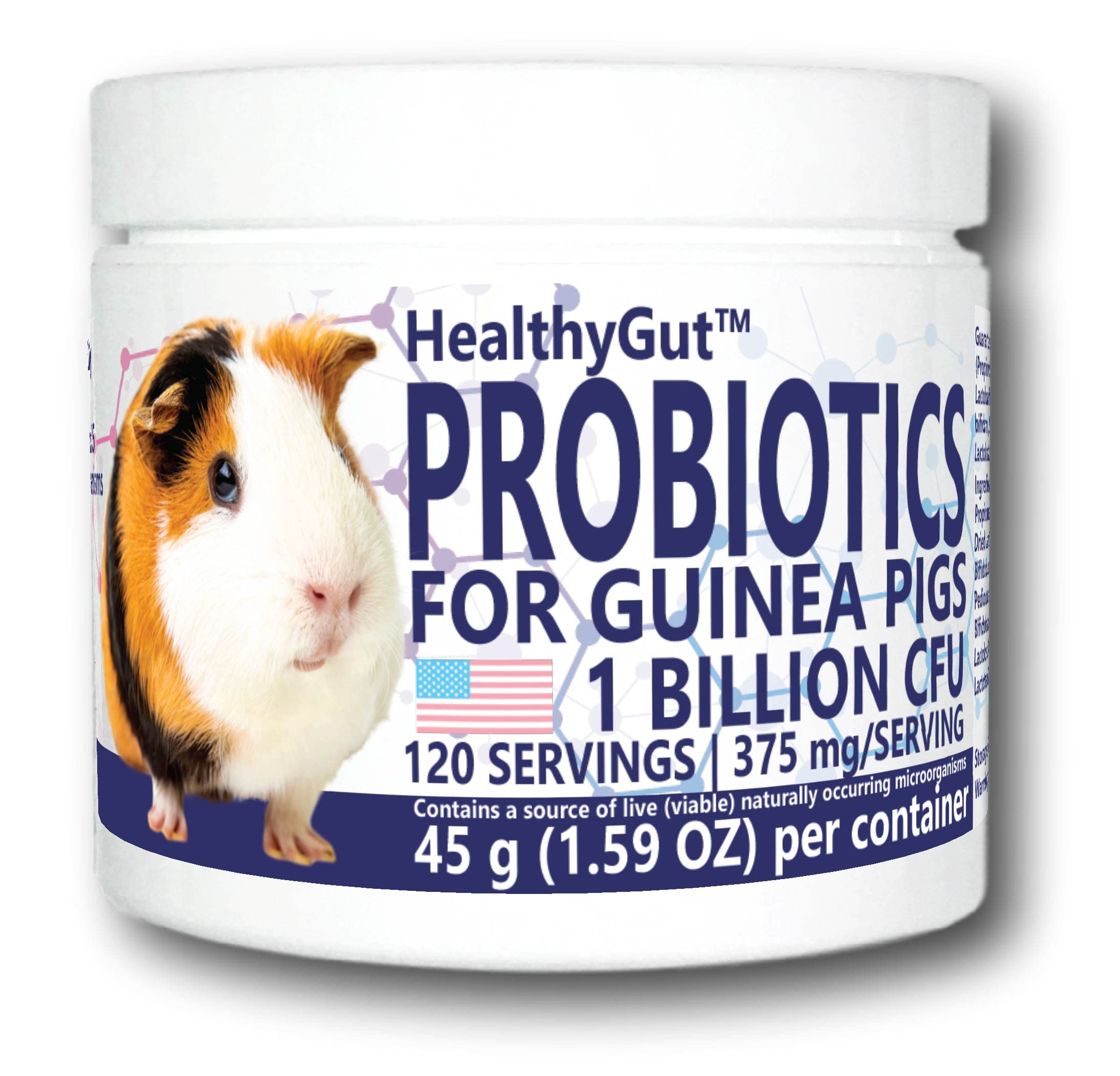 Equa Holistics HealthyGut Probiotics for Guinea Pigs Dietary Supplement, All-Natural Digestive System Formula (120 Servings)