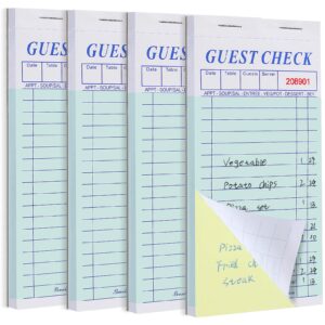 4 pack server note pads, double part guest check books for servers, waitress notepad for restaurants food order, 100 sheets/pad, carbon copy for guest checks