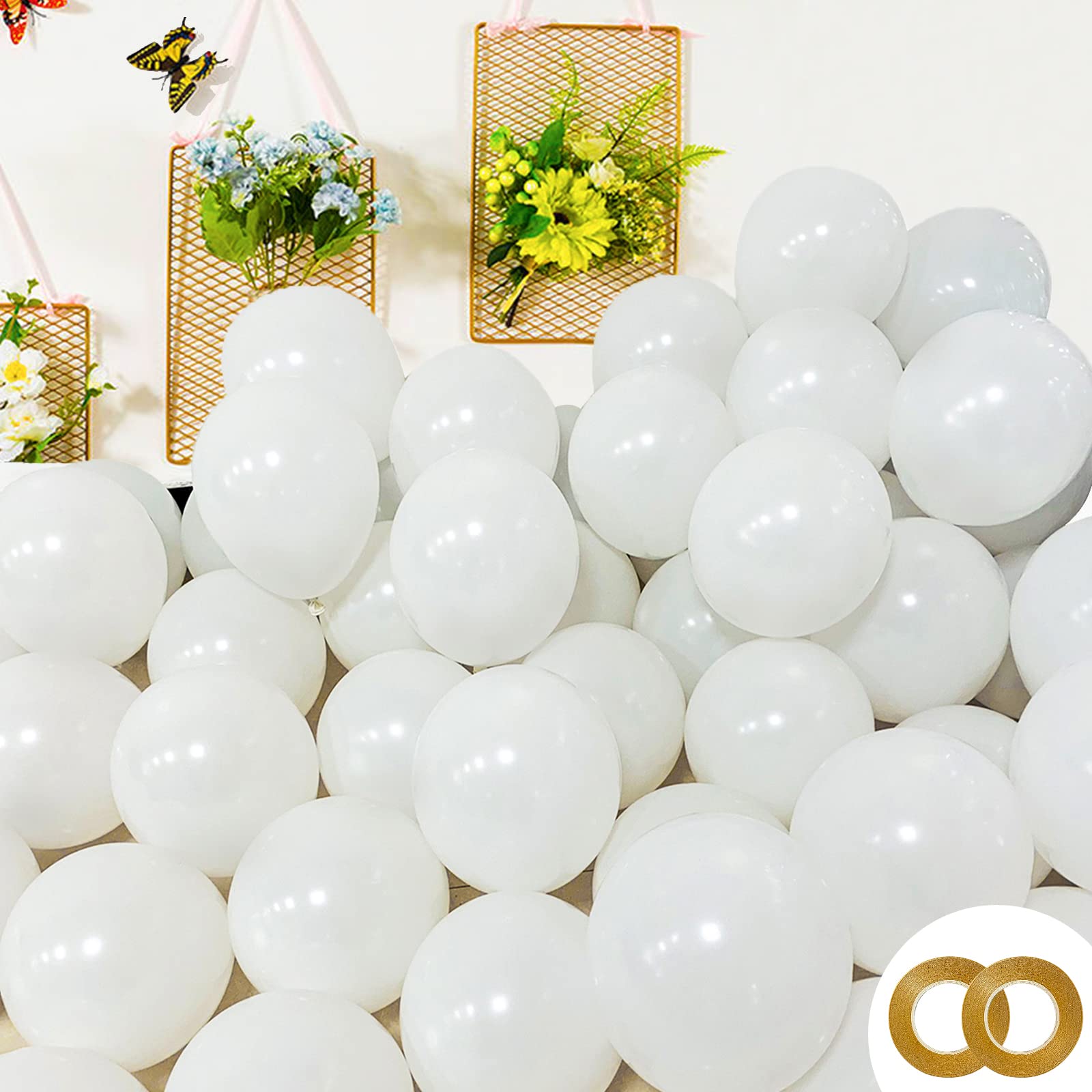 200pcs White Balloons 5 Inch Matte White Latex Balloons with 2 rolls of ribbon Small Party Balloons for Birthday Wedding Baby Shower Bridal Anniversary Festival Arch Garland Decorations