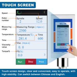 Saladulce Digital Rotational Viscometer 10-6,000,000mPa.s Viscosity Tester Meter ±1% Lab Rotary Viscometer with Data Output & Temperature Probe 110-240V (NDJ-9ST)