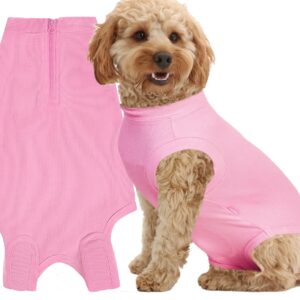 Wabdhaly Dog Surgery Recovery Suit for Female Spay,Puppy Surgical Recovery Zip Up Suit,Anti-Licking Bodysuit for Abdominal Wounds,Cone Alternative Recovery Blank Suit for Dogs