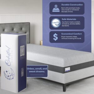 Celestial Sleep Gel Memory Foam Mattress in a Box, Made in The USA, CertiPUR-US Bed, 12 inch Soft - TwinXL