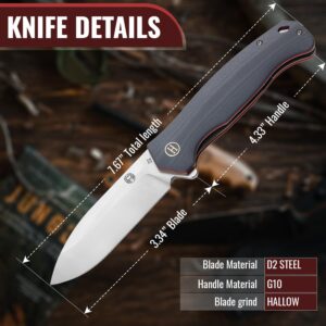 Holtzman's Gorilla Survival 'Wild Trail' Folding Knife featuring D2 Steel Blade with G10 Tactical Handle in Gift Box Set (Silver+Red)