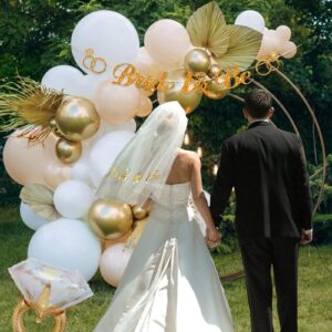 Bachelorette Party Decorations, Bridal Shower Decorations for Engagement Wedding Parties, 52pcs Bride To Be Party Supplies Kit with Sash, Veils, Banner, Cake Toppers, Temporary Tattoos & Gold Balloons