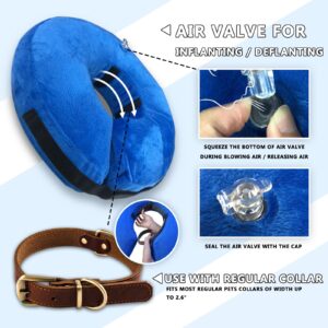 Tricess Inflatable Dog Cone Collar (L Size), Soft Blow-up Protective Recovery Dog Collar, Pet Donut Cone Collar, Comfy Elizabethan Collar After Surgery for Small Medium Dog to Prevent Biting, Blue