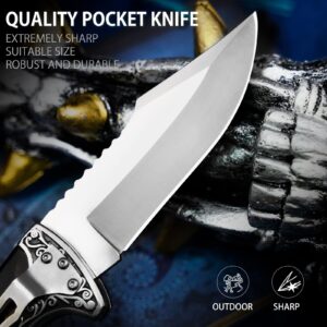 VALHALLA Pocket Folding Knife, Sharp Blade Pocket Knife with Back Lock, Cool EDC Pocket Knife For Men Collector Outdoor Camping Hiking