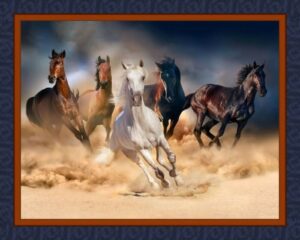 wild horses panel cotton fabric