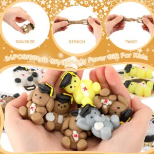 Sotiff 24 Sets Graduation Animal Toy with Cards Gift Set Graduation Party Favors Grad Animal Toy Mini Kawaii Toy Fidget Toys for School Grad Classroom Teacher Student Award