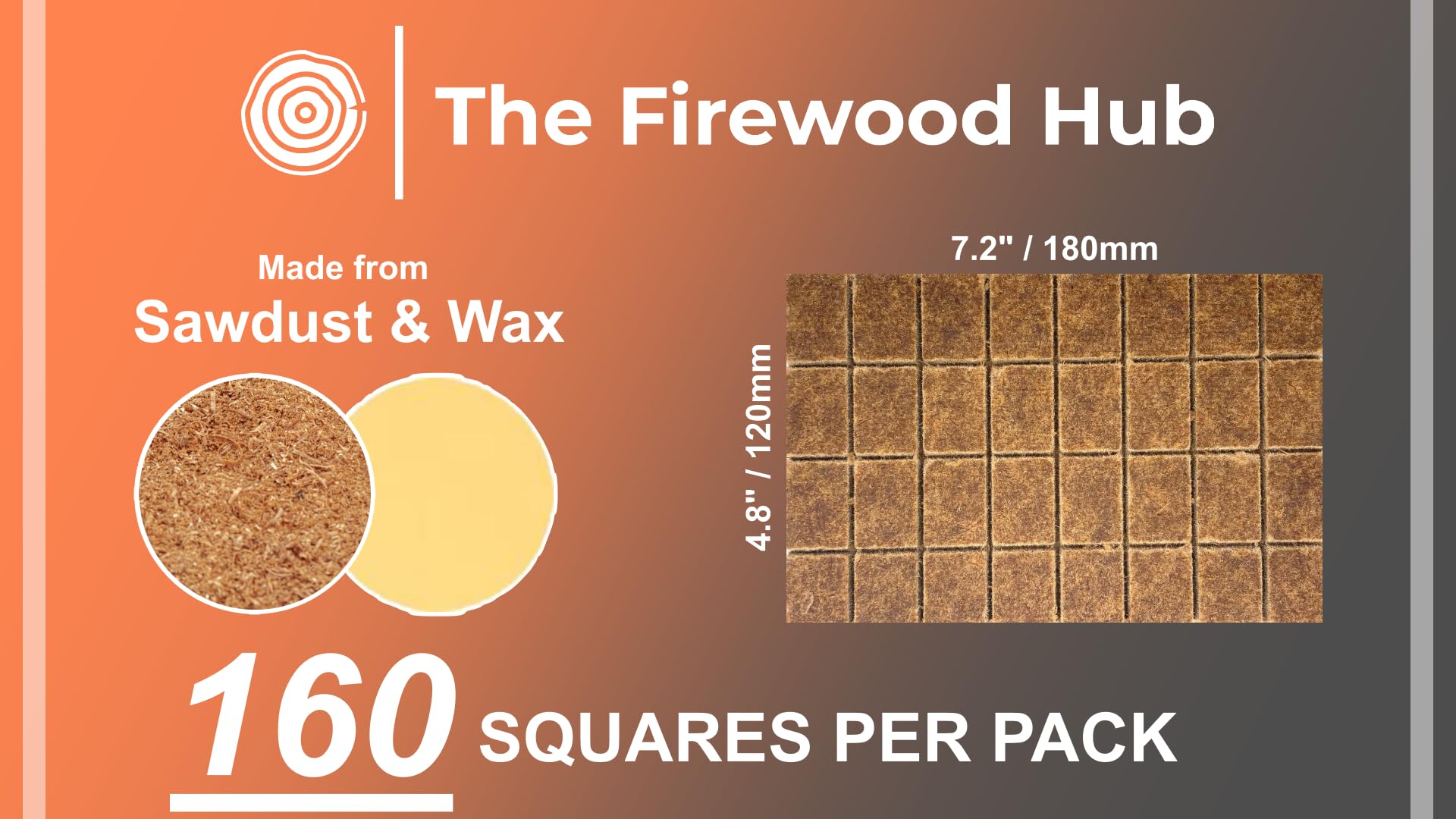 160 Eco-Friendly Natural Wood Fire Starters - Sustainable Wood Fiber Firestarter Perfect for Wood Stoves, Fire Pits, Pizza Ovens, Charcoal and Barbecue Fires