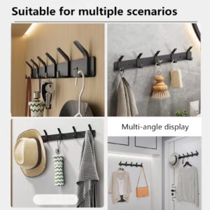 Jiafengyuan Coat Hook Towel Hooks Hat Rack Wall Hook Clothes Hooks Hanger Wall Mounted Heavy Duty Hook Rack Aluminum Alloy for Towel Bathroom Entrance Behind The Door Bedroom (5 Hook Black, 2-Pack)