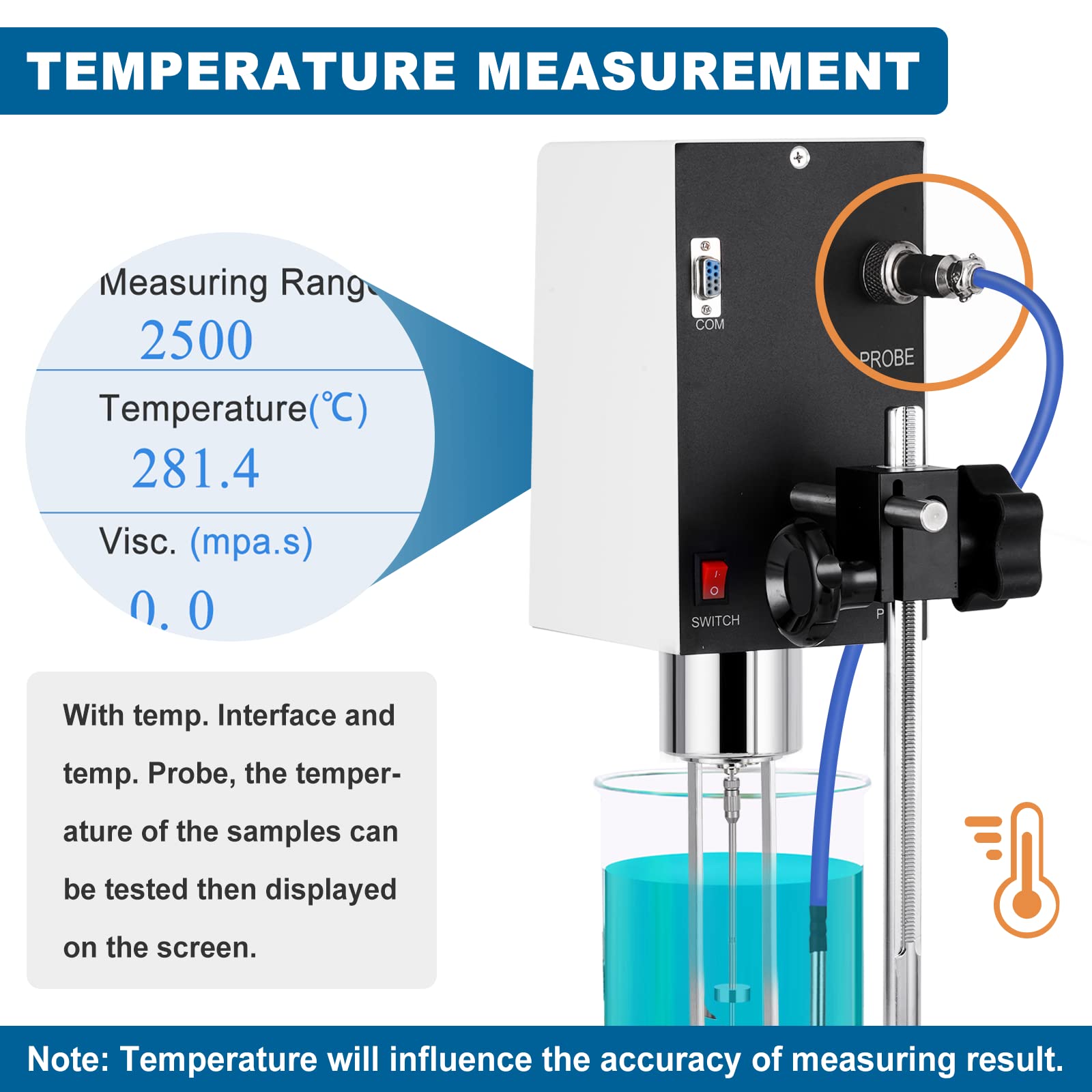 Saladulce Digital Rotational Viscometer 10-6,000,000mPa.s Viscosity Tester Meter ±1% Lab Rotary Viscometer with Data Output & Temperature Probe 110-240V (NDJ-9ST)