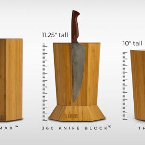 The 360KB ™ (Black) magnetic rotating knife block - handmade in Washington - shortest member of the 360 Knife Block ® family