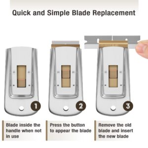 Bates- Metal Razor Blade Scraper, 2 Pack, 30 Extra Blades, Scraper for Cleaning, Glass Scraper, Razor Blade Scraper Tool, Razor Scraper Tool, Scraper Blades, Window Scraper with Razor Blade