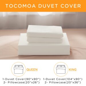 TOCOMOA Duvet Cover Queen Size, 100% Microfiber Comforter Cover Set, Ultra Soft 3 Pieces Off White Bedding Set with 1 Duvet Cover 90x90 inches and 2 Pillowcases