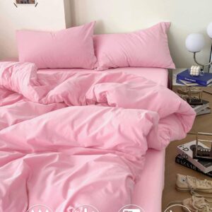 Nanko Queen Size Comforter Set Pink, All Season Soft Reversible Down Alternative Quilted Duvet Insert, Thin Lightweight Bed Bedding Sets in a Bag, Modern Style for Women Girl Teen,88 x 90 inch Plush