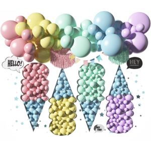 Pastel Balloon Garland Arch Kit with 122pcs Latex Balloons in 5/10/12/18 different sizes, Macaron perfect for Birthday Party, Graduation,rainbow Decoration and Easter balloons (pastel balloons)