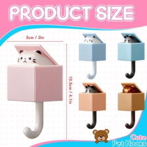 Weysat Creative Cat Key Hook (5Pcs), Cute Pet Adhesive Wall Hooks for Hat, Scarf, Towel, Bag, Waterproof ABS Material, Without Drilling, Kawaii Decorations for Home