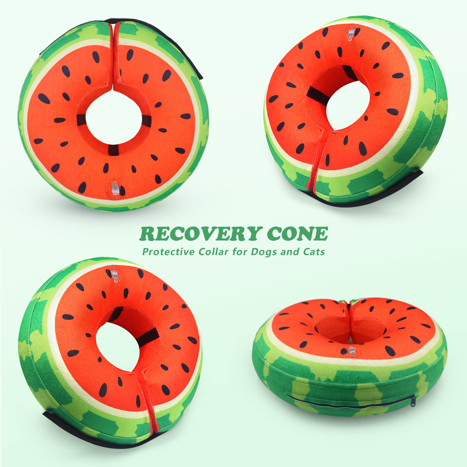 Dog Recovery Inflatable Collars Soft Donut Collar for Dogs and Cats After Surgery - Dog Protective Inflatable Neck Pillow - Does Not Block Vision E-Collar - Dog Cones Alternative (M, Red)