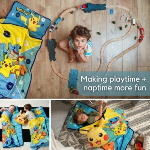 Pokemon Anime 24"(W) X 45"(L) Soft Toddler Nap Mat with Pillow and Blanket Perfect for Preschool, Daycare, and Travel (100% Official Licensed Product)