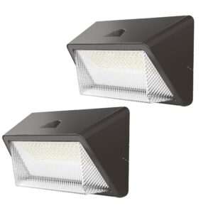 tierone 50w led wall pack light dusk to dawn photocell outdoor commercial security area lighting fixture ul listed 5500lm 4000k daylight 400w hps/hid equivalent ip65 waterproof 120-277v 2pack