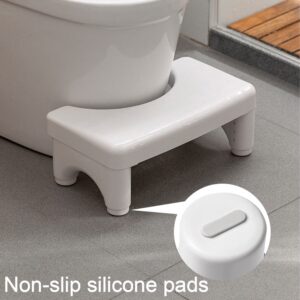 Toilet Stool for Adults and Kids,Squatting Potty Poop Stool with Anti Slip Layer,Poop Stool for Bathroom,5.9" to 8.5" Adjustable Height (White)