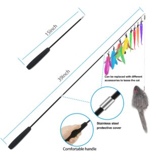 Interactive Cat Toys Set Teaser Feather Wand, Hanging Door Toy & Multiple Attachments - Telescopic Cat Fishing Pole Toy for Kitten