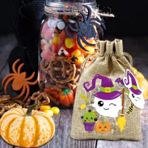 WorldBazaar Halloween Burlap Candy Bags 24PCS Halloween Burlap Treat Bags 4“ X 6” Halloween Linen Goodie Bags Wrapping Decorative Bags for Halloween Party Favors