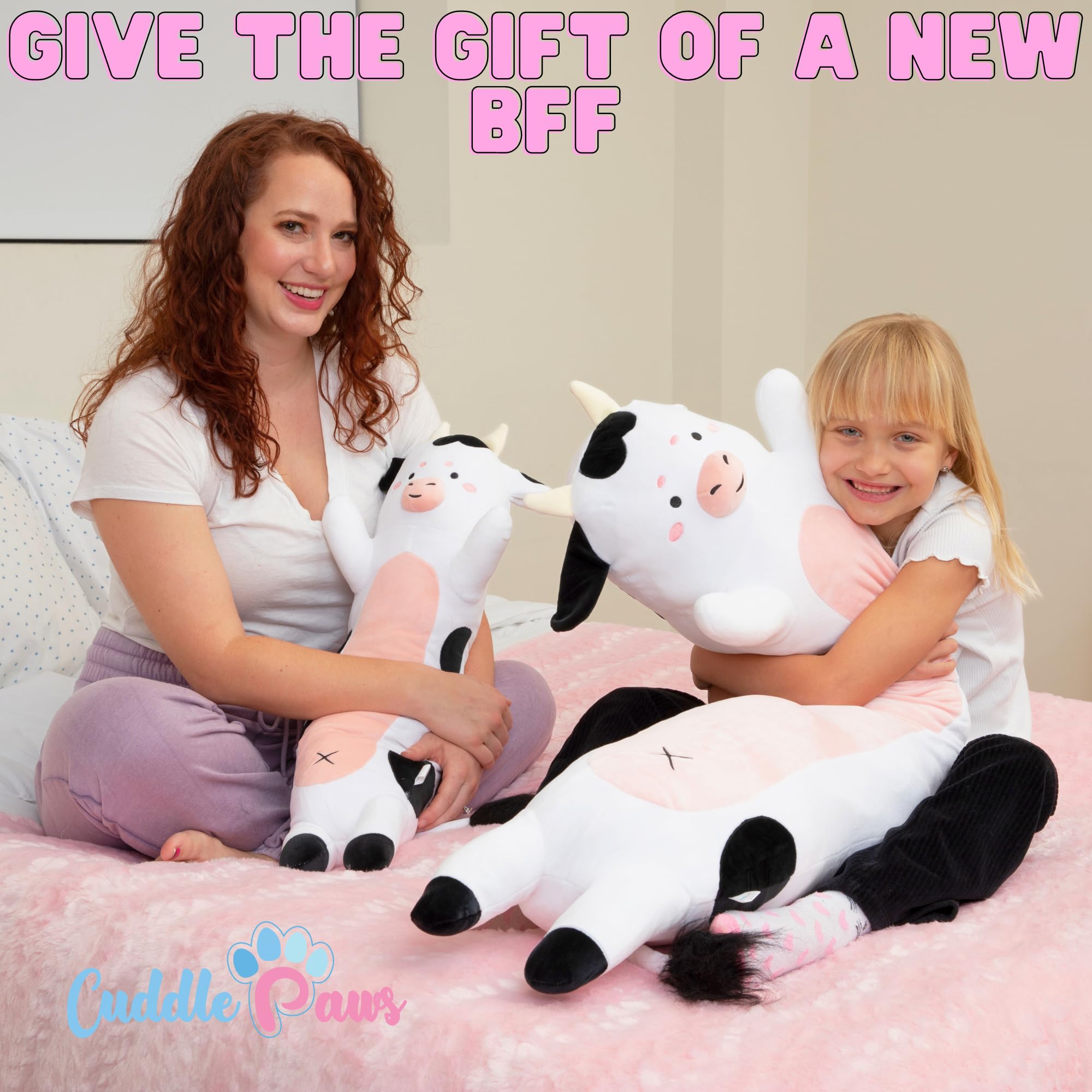 Cuddle Paws Cow Body Pillow for Kids 23 inches, Cow Print Stuff, Cow Pillow, Cow Gifts, Cow Plush, Cow Toys, Cuddle Pillow Gift for Kids, Gift for Girls, Gift for Girlfriends