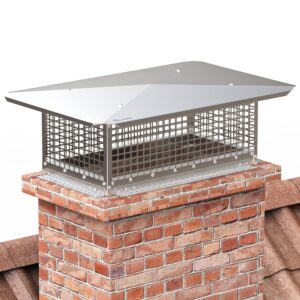 yitahome chimney cap, 13" x 24" chimney cover for outside, 304 stainless steel fireplace chimney caps with adjustable metal strips, screws & gloves