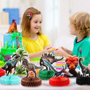 10 Pcs Dinosaur Centerpieces For Birthday Party 3D Dino Honeycomb Table Decorations Safari Jungle Animal Theme Baby Shower Table Paper Topper Stand Decor For Boys Girls Kids