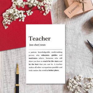 Unique Teacher Definition Card, Graduation Thank You Card, Teacher Appreciation Card, Card for Teacher's Birthday