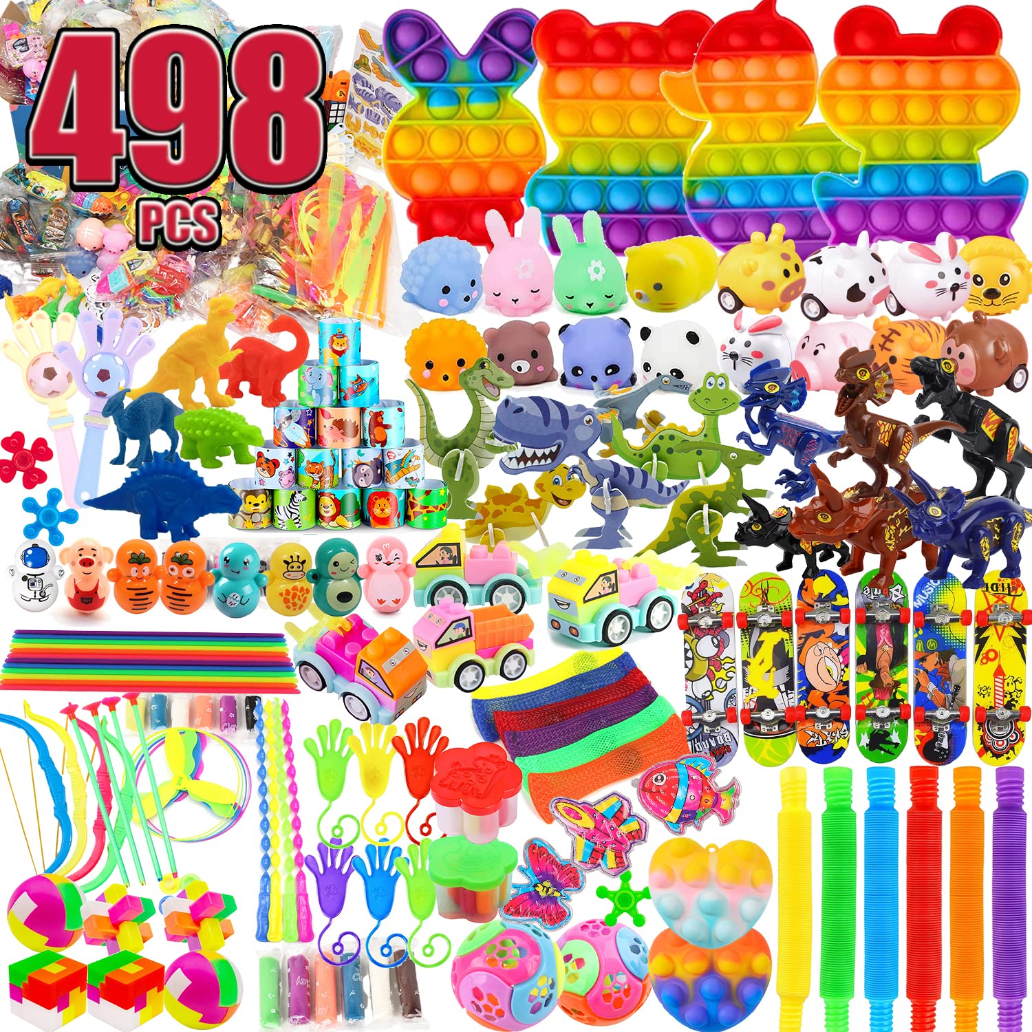 498 PCS Premium Party Favors for 3-10 ages Kids,Assortment Party Toys,Goody Bag Fillers,Classroom Prizes,Treasure Box Stuffers,Birthday Gift Toy,Pinata Stuffers,Carnival Prizes for Boys And Girls