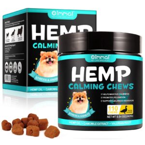 PLSHSBSE Hemp Calming Chews for Dogs, 110PCS Calming Treats for Dogs Anxiety Relief, Calming Aids for Dogs with Melatonin & Valerian Root, Calming Dog Chews for All Breeds & Sizes (Duck Flavor)