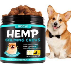 plshsbse hemp calming chews for dogs, 110pcs calming treats for dogs anxiety relief, calming aids for dogs with melatonin & valerian root, calming dog chews for all breeds & sizes (duck flavor)