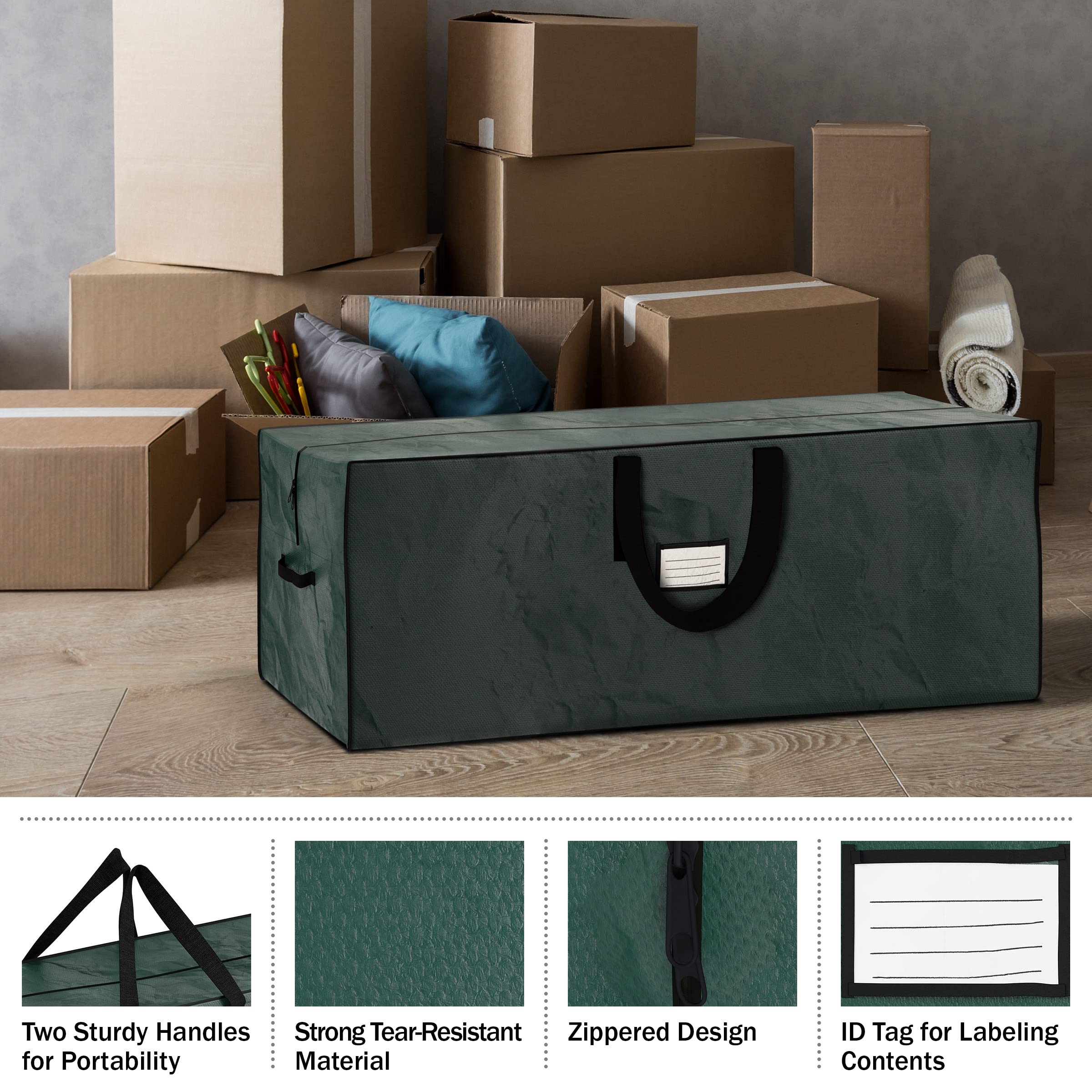 Home Complete Extra Large Storage Bag, Versatile Organizer Bag for Storing Winter Clothes, Beddings, Inflatables, Seasonal Décor and more, can also be used as Moving Bag 48"L x 15"W x 20"H, Green