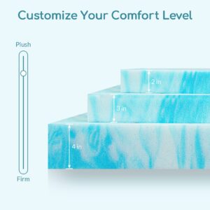 Airdown Mattress Topper, 2 Inch Gel Infused Memory Foam Mattress Topper, Twin