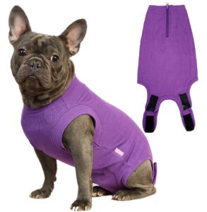 wabdhaly dog surgery recovery suit for female spay,puppy surgical recovery zip up suit,anti-licking bodysuit for abdominal wounds,cone alternative recovery blank suit for dogs