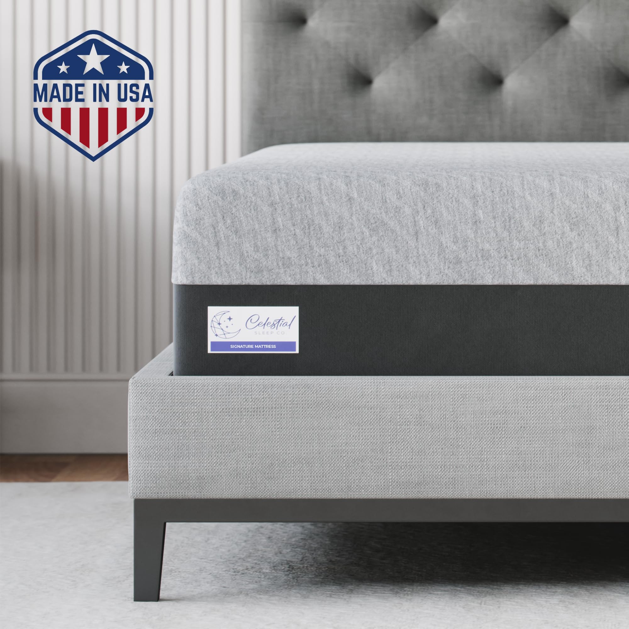 Celestial Sleep Gel Memory Foam Mattress in a Box, Made in The USA, CertiPUR-US Bed, 12 inch Soft - TwinXL